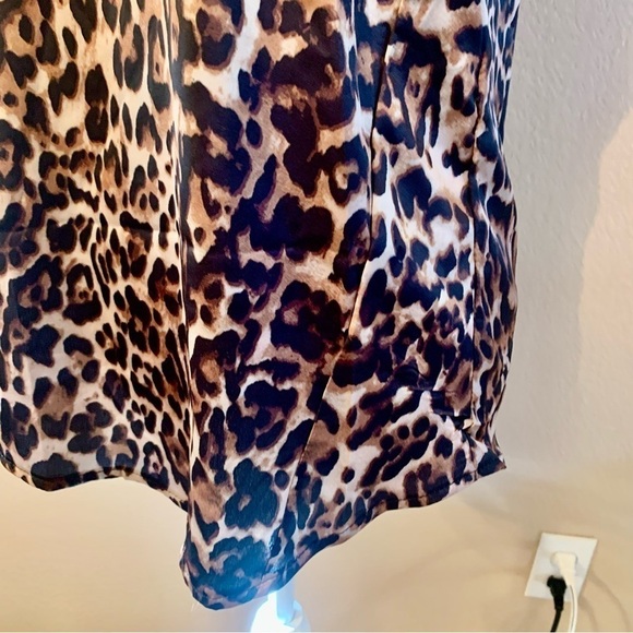 NWT Satin Tank Small OrderPlus Leopard Animal Print Black Brown Beige Keyhole - Picture 8 of 16